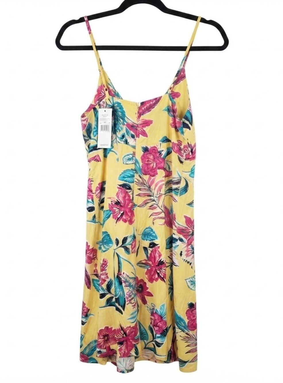 Sew Luxie Yellow Floral Tropical Sundress with Tie Front size Medium